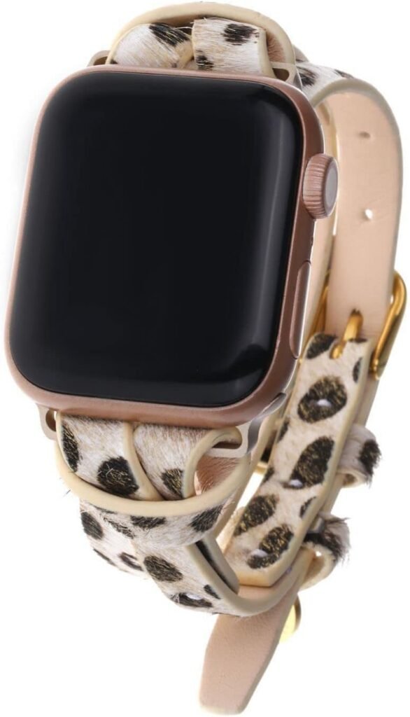 CAPO BIUBIU Leather Watch Band Compatible With Compatible with Apple Watch 38mm/40mm/41mm/42mm/44mm/45mm-Watch Strap for Iwatch Series 8/7/6/5/4/3/2/1/SE for Women – Slim Leopard Print Watch Strap for Women Girl Ladies