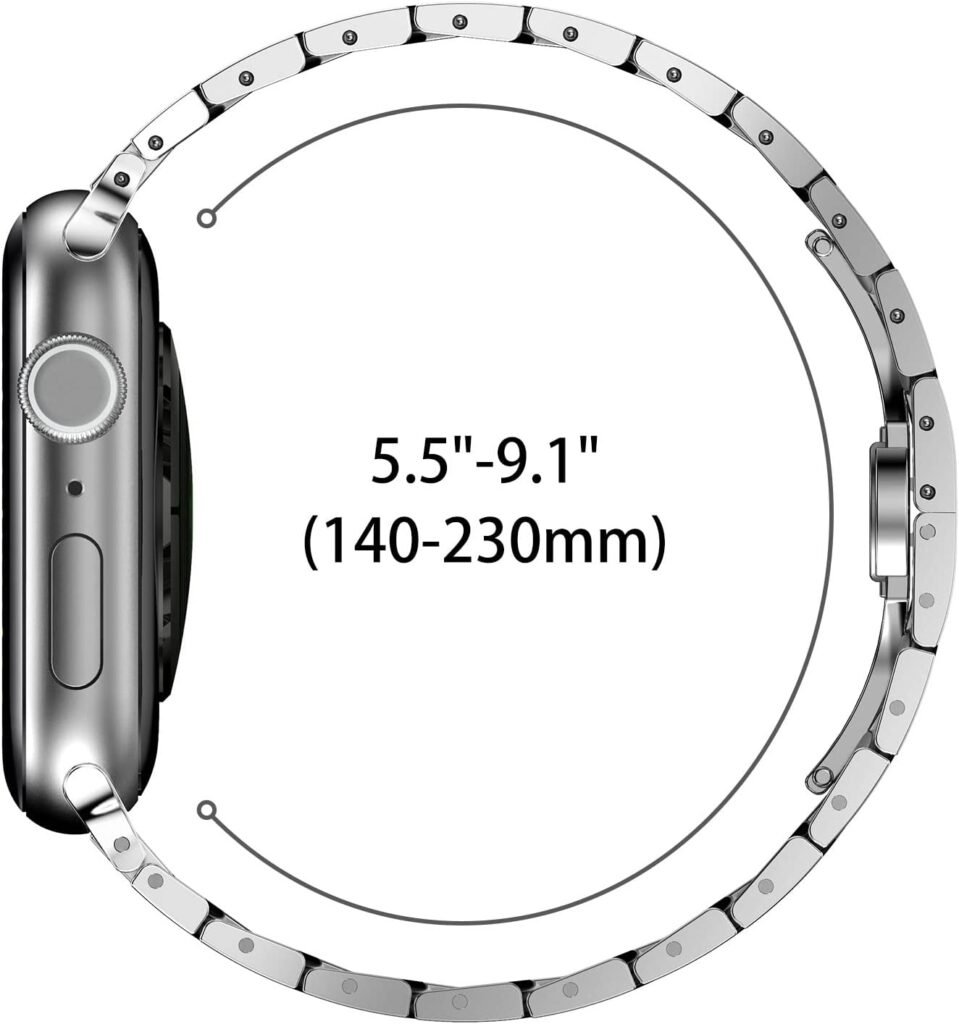 CHANCHY Stainless Steel Band Compatible with Apple Watch Ultra 2 Band 49mm 45mm 44mm 42mm, Metal Strap for iWatch Series 9/8/7/6/5/4/3/2/1/SE/SE2/Ultra/Ultra 2 for Men Women, Titanium
