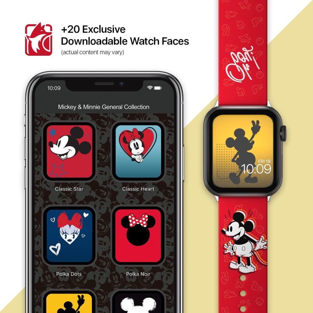 Disney – Mickey Mouse Smartwatch Band Collection - Officially Licensed, Compatible with Every Size  Series of Apple Watch (watch not included)