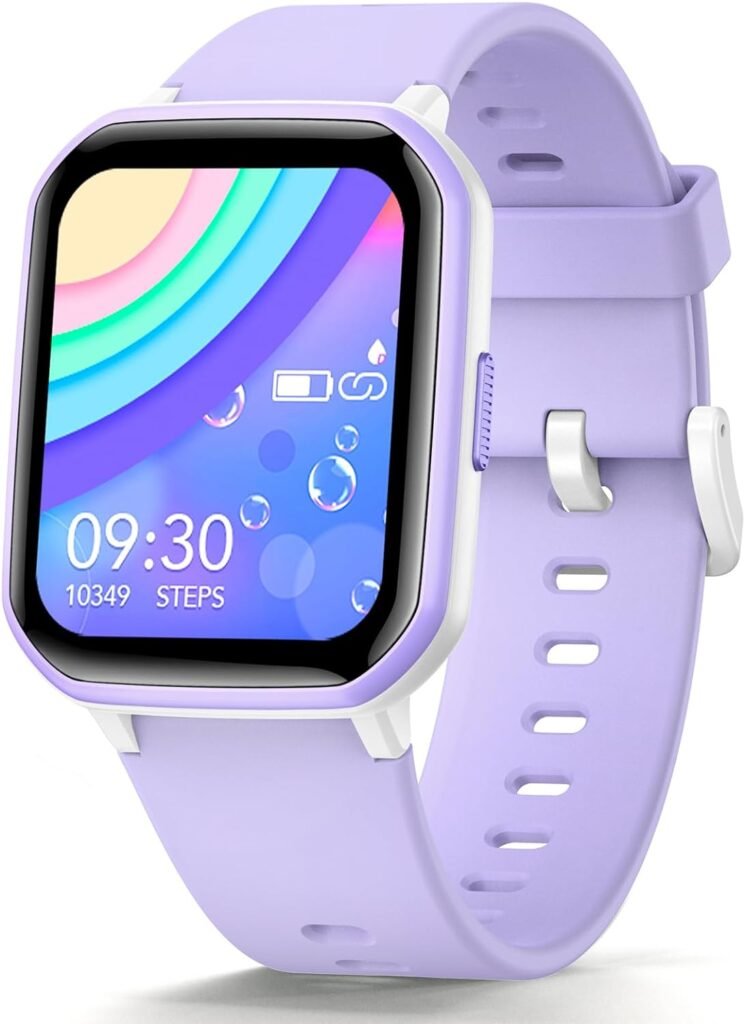 Kids Smart Watch Girls Boys, Fitness Tracker Watch for Kids, 1.5 DIY Dial, 19 Sport Mode, Sleep Monitor, Pedometers, Heart Rate, IP68 Waterproof, Great Gift for Boys Girls Teens 6-14 (Purple)