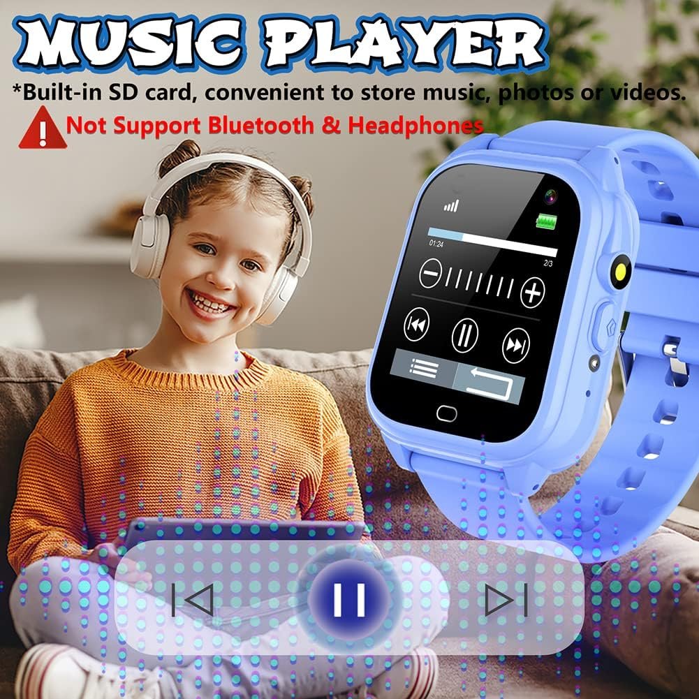 Kids Waterproof Smart Watch with 26 Game HD Camera 1.44 Touchscreen Pedometer Video Music Player Alarm Clock Calculator Learning Toys for Girls Boys 3-12 Years Old
