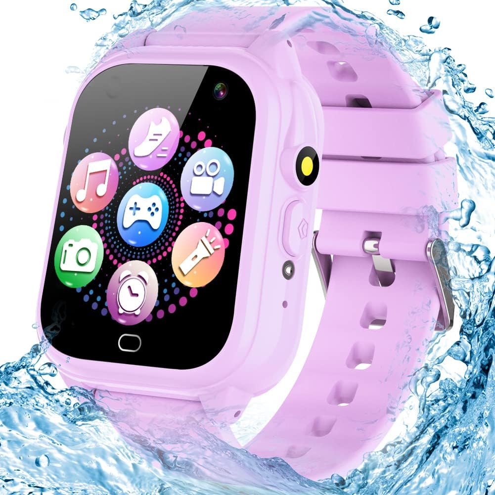 Kids Waterproof Smart Watch with 26 Game HD Camera 1.44 Touchscreen Pedometer Video Music Player Alarm Clock Calculator Learning Toys for Girls Boys 3-12 Years Old