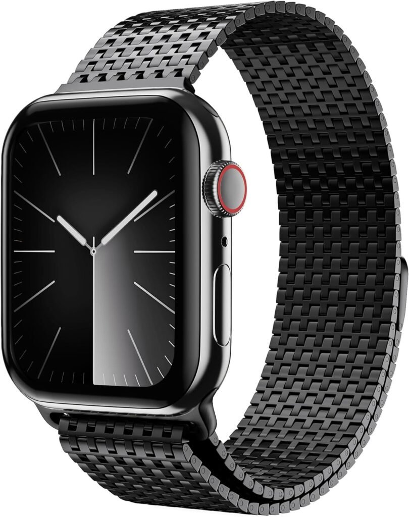 LULULOOK Compatible With Apple Watch Band 49/45/44/42/41/40/38mm for Women Men, Stainless Steel Mesh Loop Magnetic Clasp iWatch Band for Apple Watch Series 9 8 7 6 5 4 3 2 1 SE SE2-Extended version