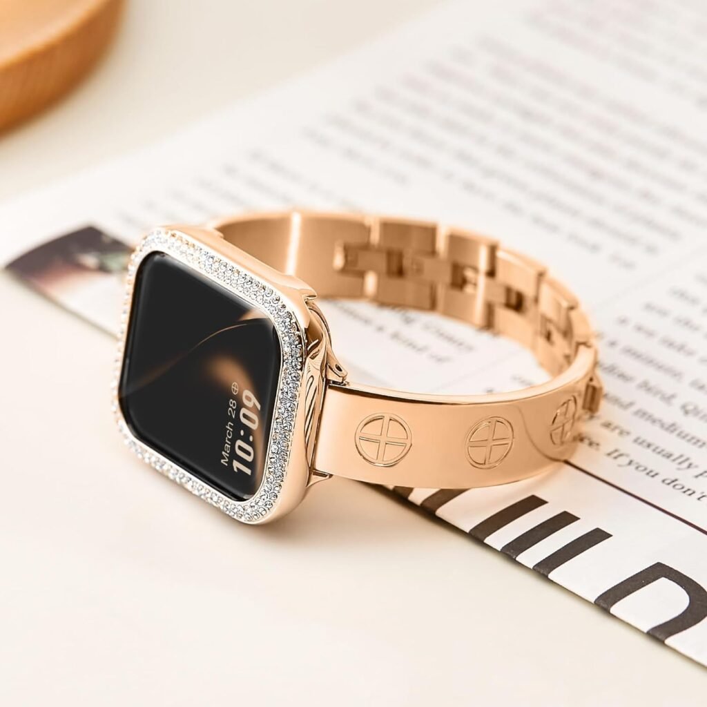 Missair Compatible with Apple Watch Band 38mm 40mm 41mm 44mm 42mm 45mm 49mm, Stainless Steel Metal Strap Women Dressy Bracelet Wristband for iWatch Series 9 8 7 6 5 4 3 2 1 SE Ultra