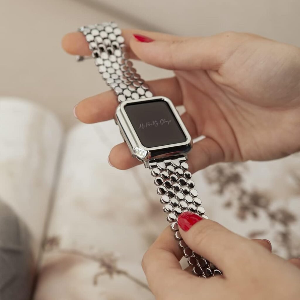 My Pretty Strap Honeycomb Band Compatible with Apple Watch 38/40/41mm or 42/44/45/49mm, Stainless Steel Metal Gold for Women