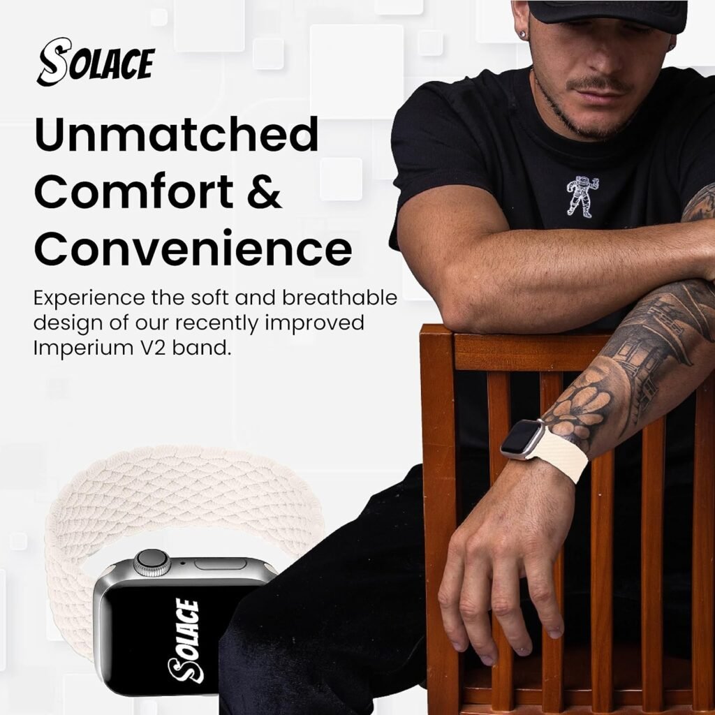 Solace Bands Imperium V2 Loop - Compatible with Apple Watch Bands Stretchable Sport Loop Band for Women and Men, iWatch Bands for 38mm 40mm 41mm 42mm 44mm 45mm Ultra, SE and Series 8 7 6 5 4 3 2 1