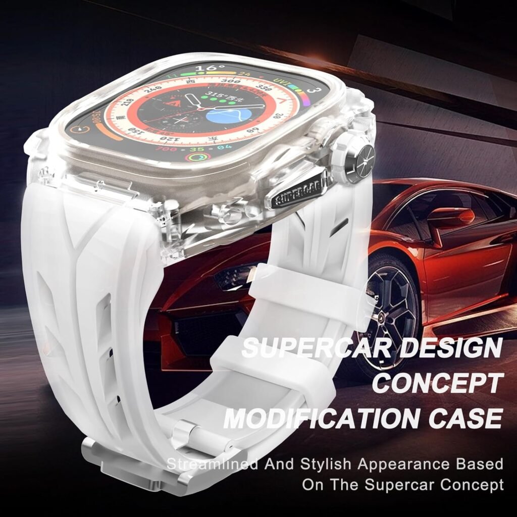 YiMingSun Case with Band Compatible for Apple Watch Ultra 1/2 49mm Rugged Men/Women Luxury Transparent Protective Rugged Case Fully Wrapped Lightweight Rugged case with Band Protective.